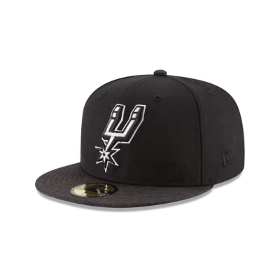 Black San Antonio Spurs Hat - New Era NBA Shadow Tech 59FIFTY Fitted Caps USA2951367